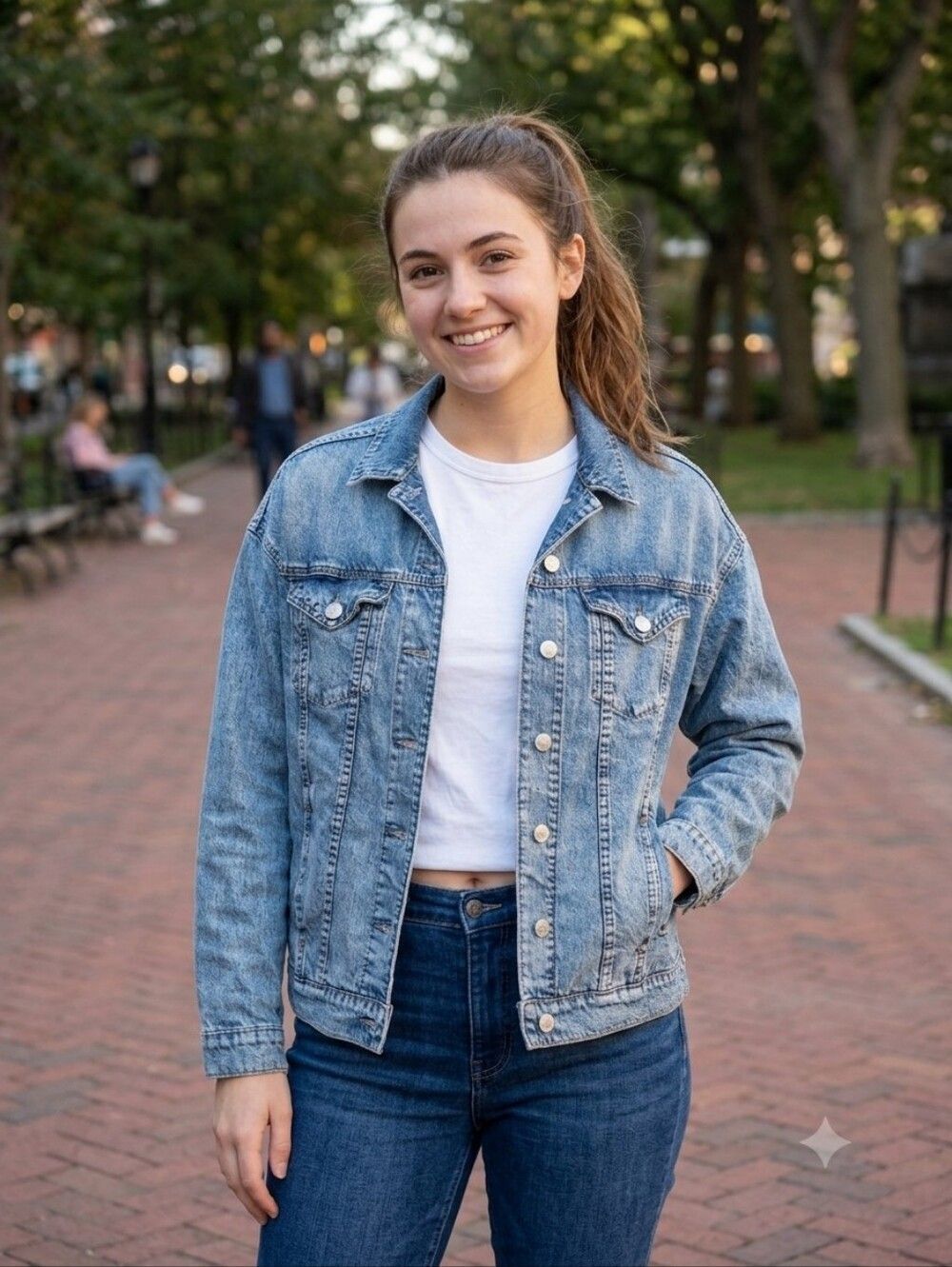 American Eagle Outfitters Light Blue Washed Denim Trucker Jacket - Size Small